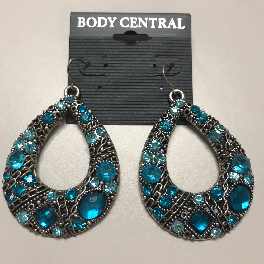 Blue and silver statement earrings